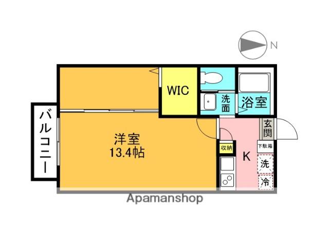 キャメル西大宮ⅦB棟(1K/2階)の間取り写真