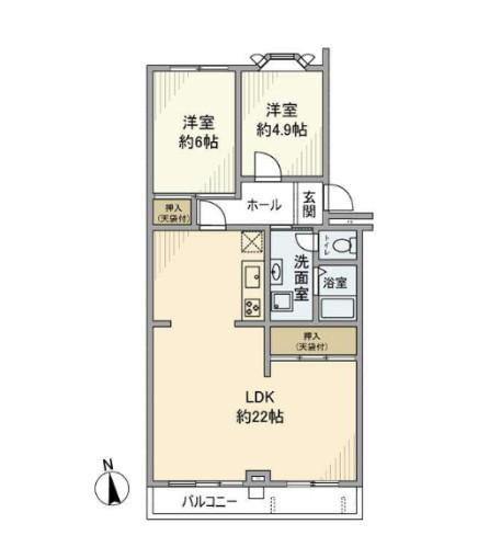 東武大宮公園サンライトマンション弐番館(2LDK/2階)の間取り写真