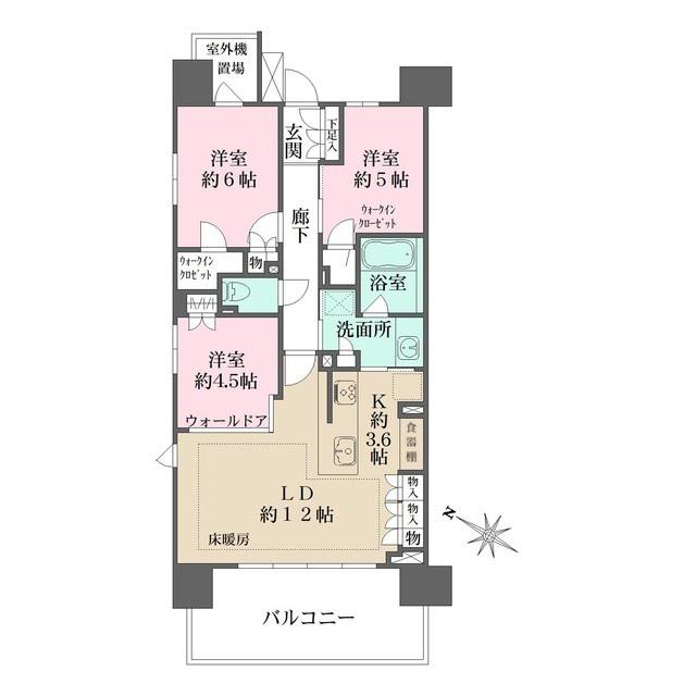 東北本線 さいたま新都心駅 徒歩9分 19階建 築3年(3LDK/7階)の間取り写真