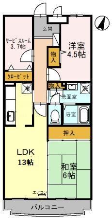 フローレスタカーサ(2SLDK/1階)の間取り写真
