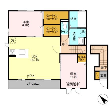 アーク本郷 弐番館(2LDK/2階)の間取り写真