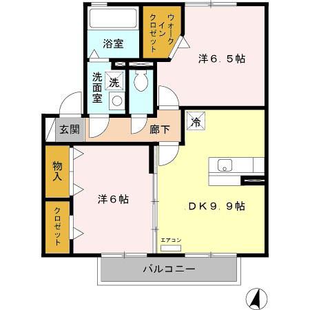 プラムヒルズ(2LDK/2階)の間取り写真