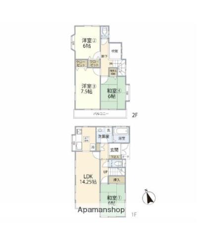 川越線 日進駅(埼玉) 徒歩17分 2階建 築25年(4LDK)の間取り写真