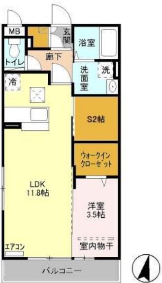 グレースコート(1LDK/1階)の間取り写真