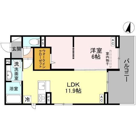 グランヴィル(1LDK/2階)の間取り写真