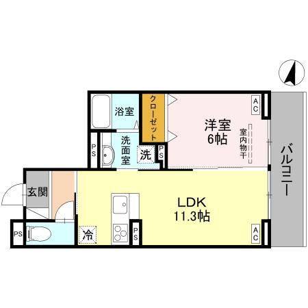 グランヴィル(1LDK/2階)の間取り写真