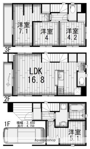 京浜東北・根岸線 大宮駅(埼玉) 徒歩35分 3階建 築2年(4LDK)の間取り写真