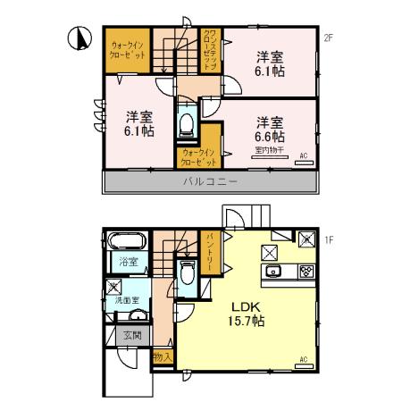 京浜東北・根岸線 大宮駅(埼玉) バス乗車時間：11分 道場前バス停で下車 徒歩2分 2階建 築8年(3LDK)の間取り写真