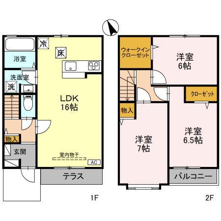 ラフィネ三橋　Ｃ(3LDK)の間取り写真