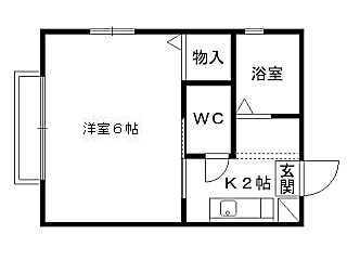 アンプルールブワ 指扇Ⅱ(1K/2階)の間取り写真