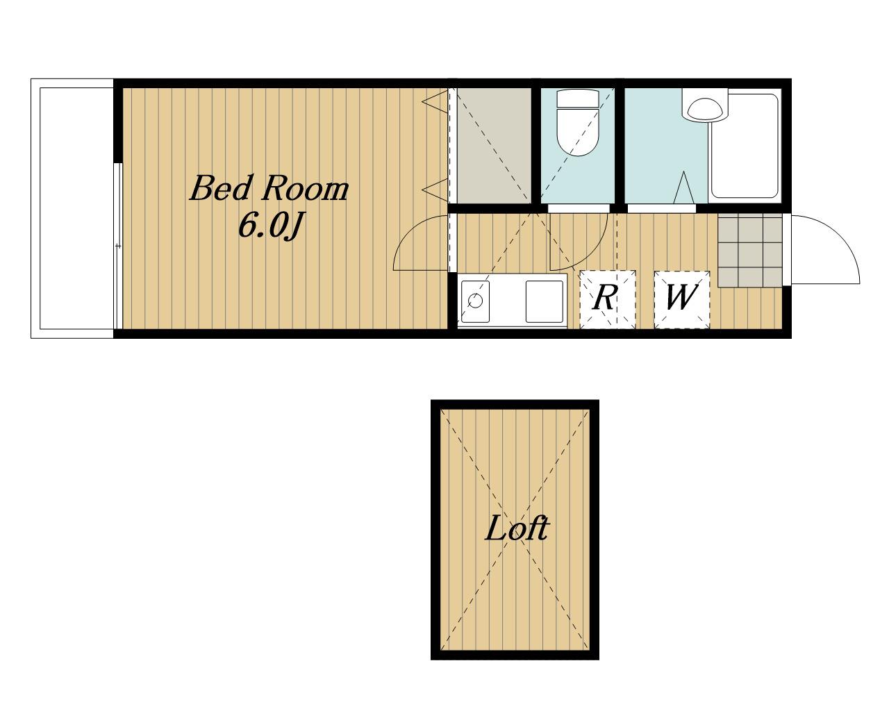 フローラⅠ(1K/2階)の間取り写真