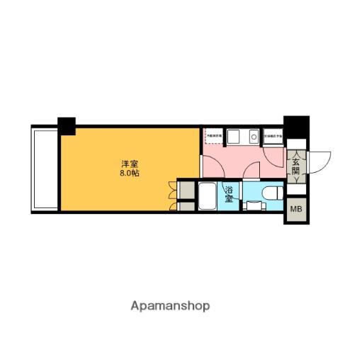 プラティーク・キューヴ(1K/9階)の間取り写真