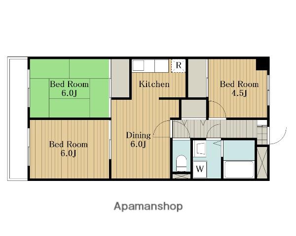 レジデンスミユキ(3DK/2階)の間取り写真