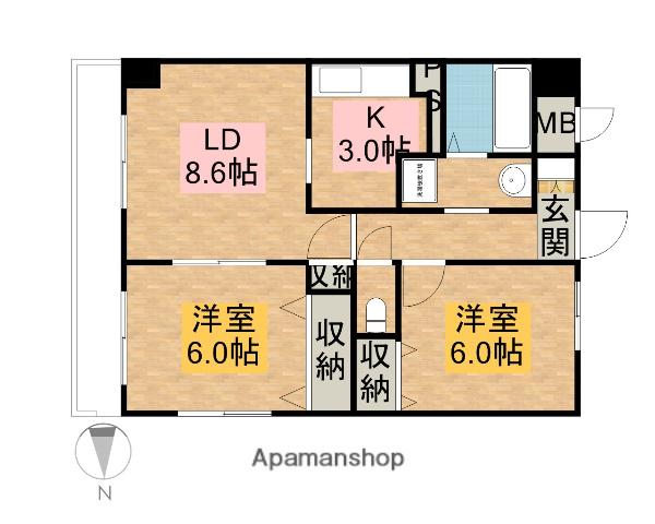 リレント谷塚(2LDK/9階)の間取り写真