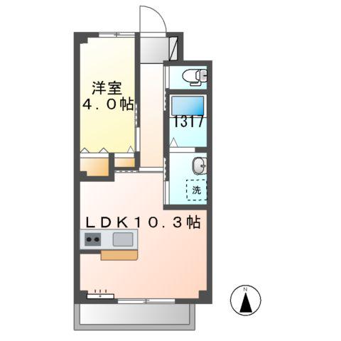ゼファーガーデンセカンド(1LDK/2階)の間取り写真