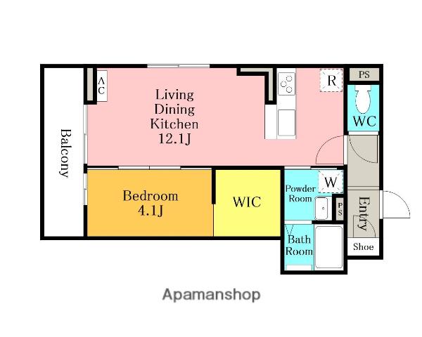 ソラーレ草加(1LDK/2階)の間取り写真