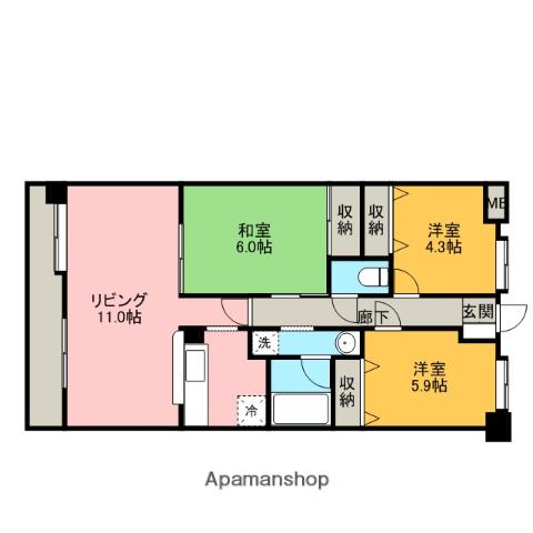 シュティーレマツバラ(3LDK/7階)の間取り写真