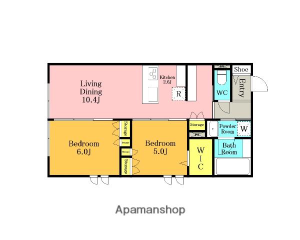プロシオン(2LDK/1階)の間取り写真