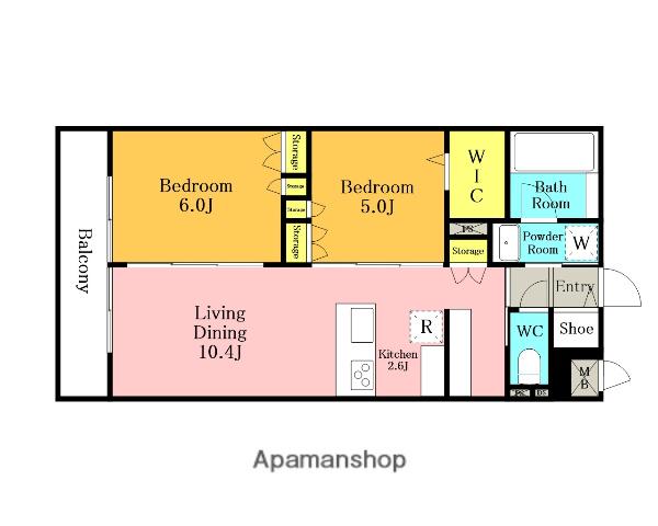 プロシオン(2LDK/2階)の間取り写真