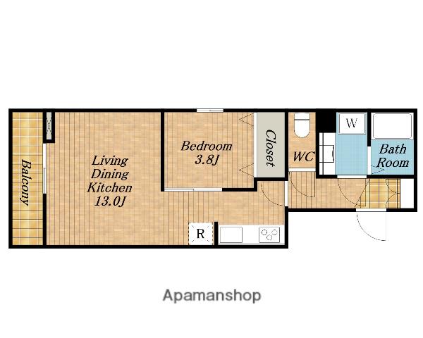 シャルマン草加Ⅵ(1LDK/3階)の間取り写真