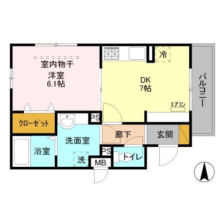 セントラル インスラ草加(1DK/3階)の間取り写真