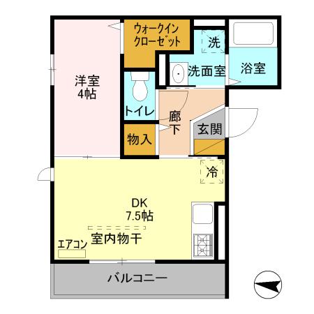 CHARMANT COURT MSⅢ(1DK/3階)の間取り写真