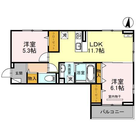 アクシス・ハイム(2LDK/3階)の間取り写真