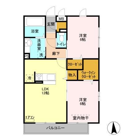 グレイス(2LDK/2階)の間取り写真