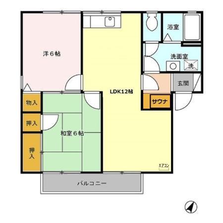 パークアベニューウエストD棟(2LDK/1階)の間取り写真