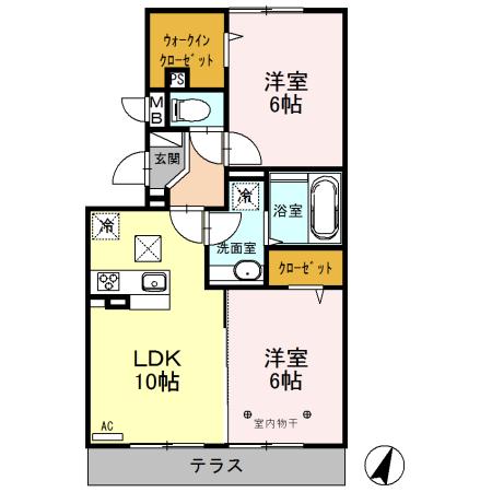 ロイジェントパークス草加手代C(2LDK/1階)の間取り写真