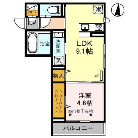 ARTS&K(1LDK/2階)の間取り写真