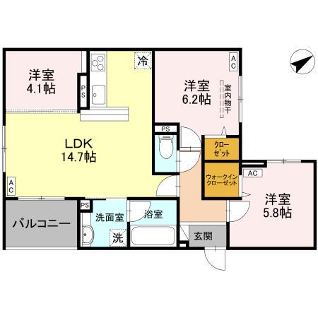 モンステラ(3LDK/3階)の間取り写真