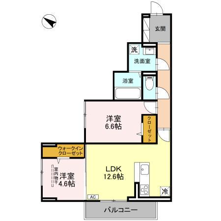 D-ROOM八幡町(2LDK/2階)の間取り写真