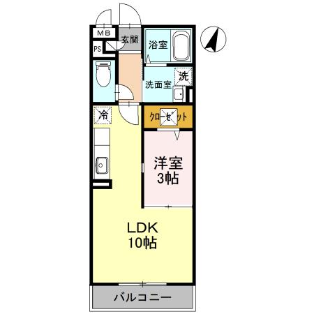 ヴェルドミール I(1LDK/3階)の間取り写真