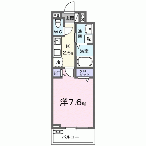 ヴァンベールⅢ(1K/3階)の間取り写真