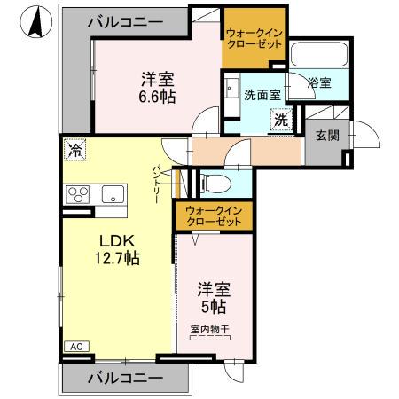 FORTUNA DUO(2LDK/3階)の間取り写真