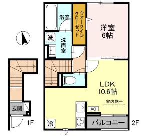 HYDRANGEA(1LDK/2階)の間取り写真