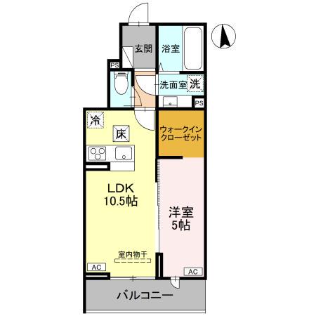 草加市氷川町PJIV A(1LDK/1階)の間取り写真