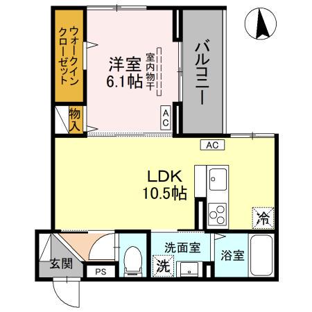 草加市氷川町PJIV A(1LDK/2階)の間取り写真