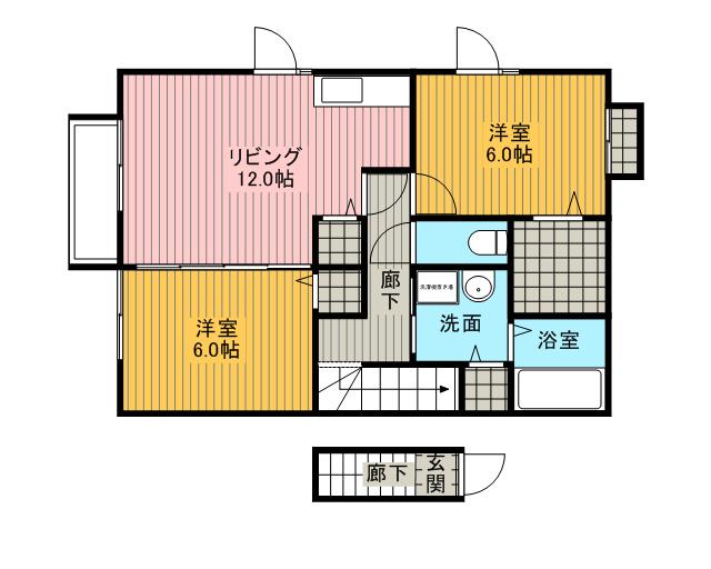 カーサ・ドマーニB(2LDK/2階)の間取り写真