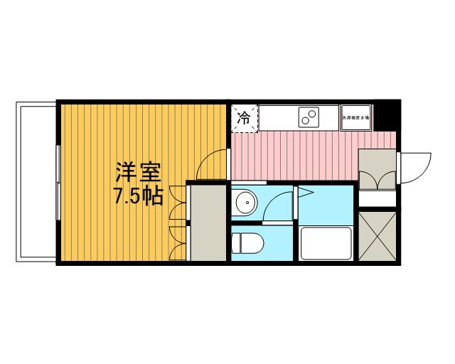 ルミナスコート・二ツ橋(1K/1階)の間取り写真