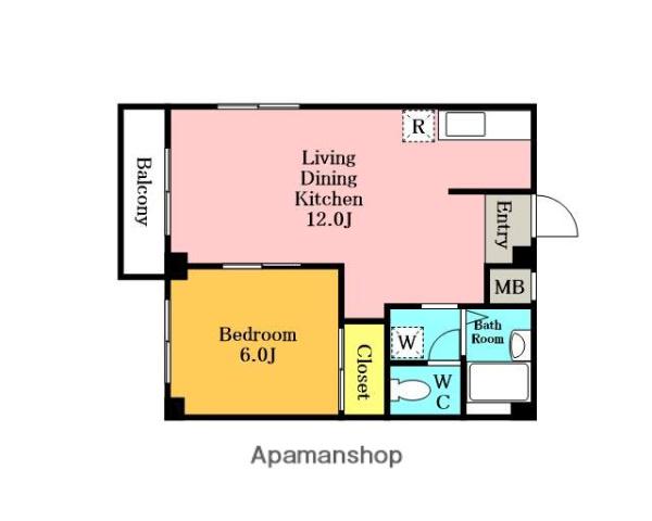 エルディムニイヅツミ Ⅰ(1LDK/2階)の間取り写真