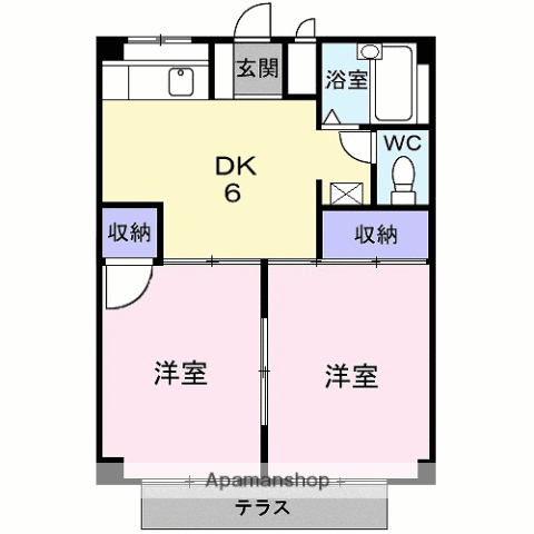 サンホーム真仁田(2DK/1階)の間取り写真