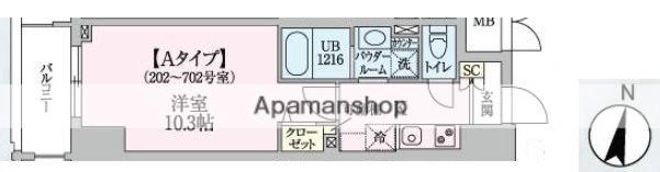 URBAN SKYLINE OMIYA(1K/7階)の間取り写真