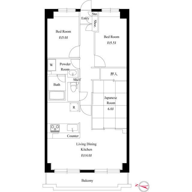 七里ガーデン(3LDK/2階)の間取り写真