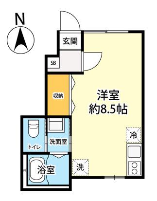 キャメル櫛引3(ワンルーム/1階)の間取り写真