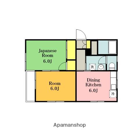 イーストグリーンハイツB棟(2DK/2階)の間取り写真
