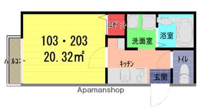 アクロ七里(1K/2階)の間取り写真