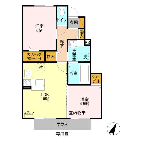 シェーングラースC(2LDK/1階)の間取り写真