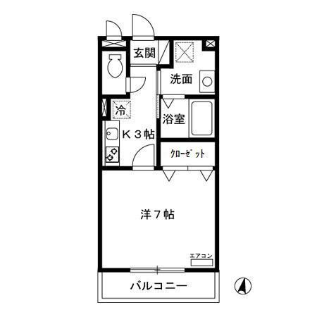 エスパシオ(1K/2階)の間取り写真